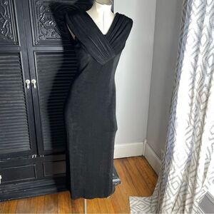 Vintage 90s‎ Y2K Cache Slinky Travel Knit Gown Black Midi Gown Prom Wedding 6
